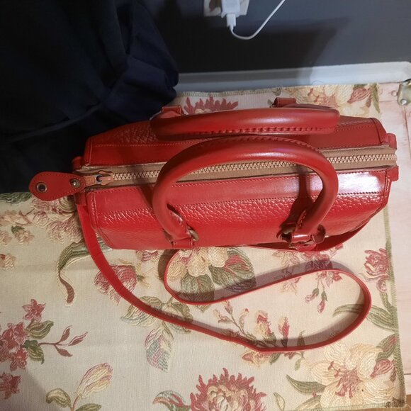 SOLD! Dooney & Bourke Red Leather Satchel Vintage All Weather Leather - Picture 9 of 16